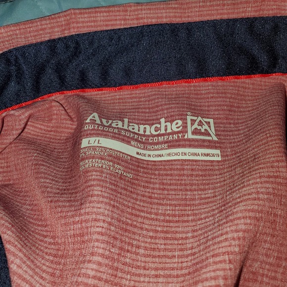 Avalanche Sz L Men's Performance Button Short Sleeve Woven Shirt Red Stripe - Picture 5 of 9